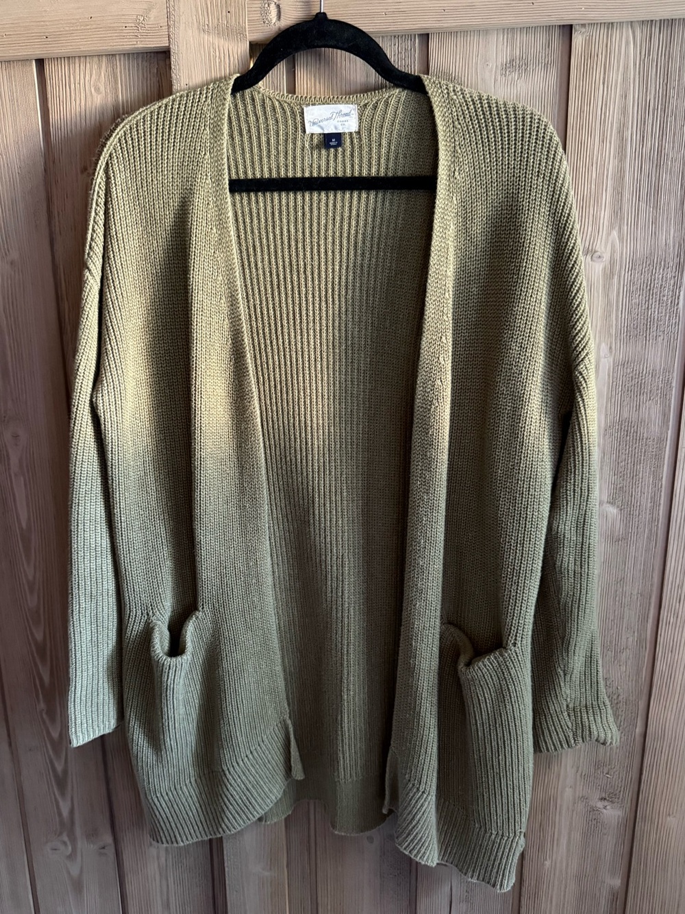 Universal Thread Olive Open-Front Ribbed Cardigan